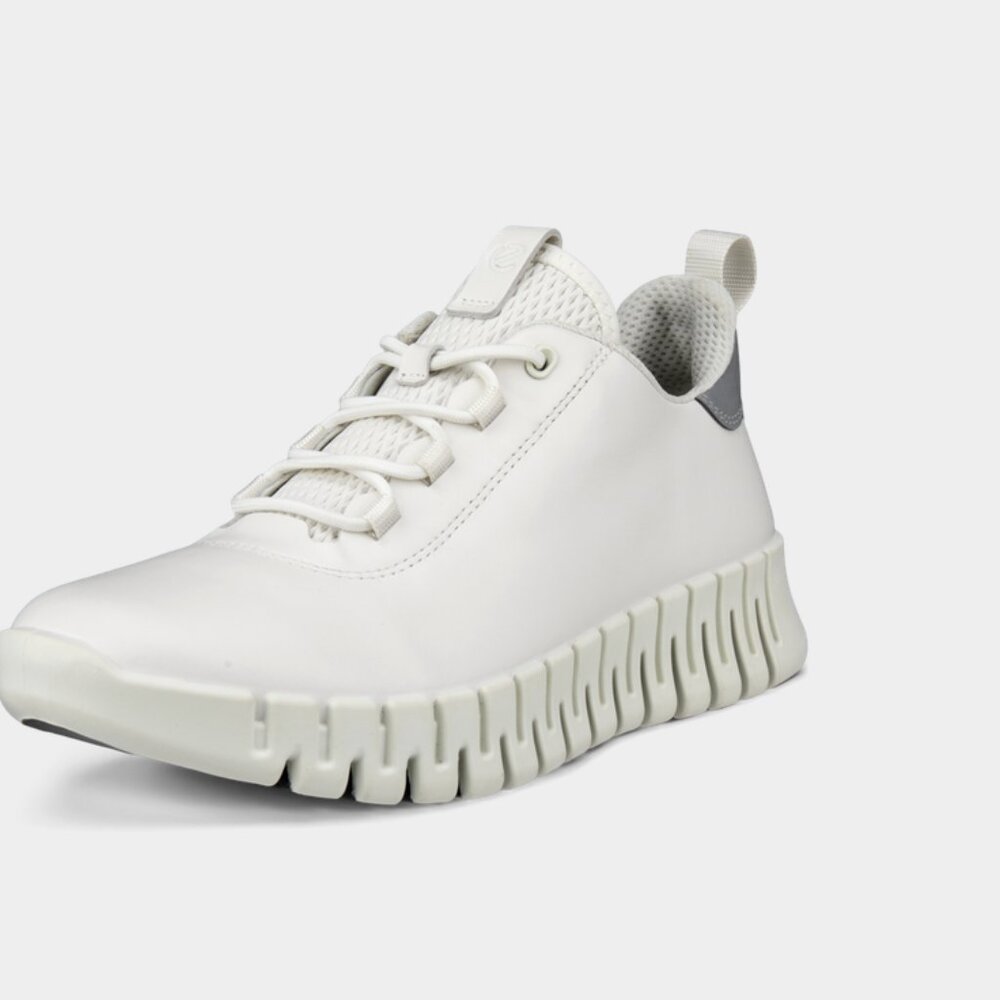 ECCO White Leather Gruuv  Women's Leather Sneaker Size 38 EUR/7.5 US Comfortable